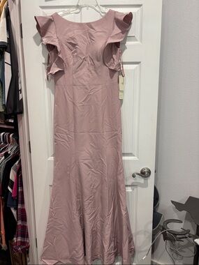 Elegant Mauve Ruffle Sleeve Maxi Dress - Women's